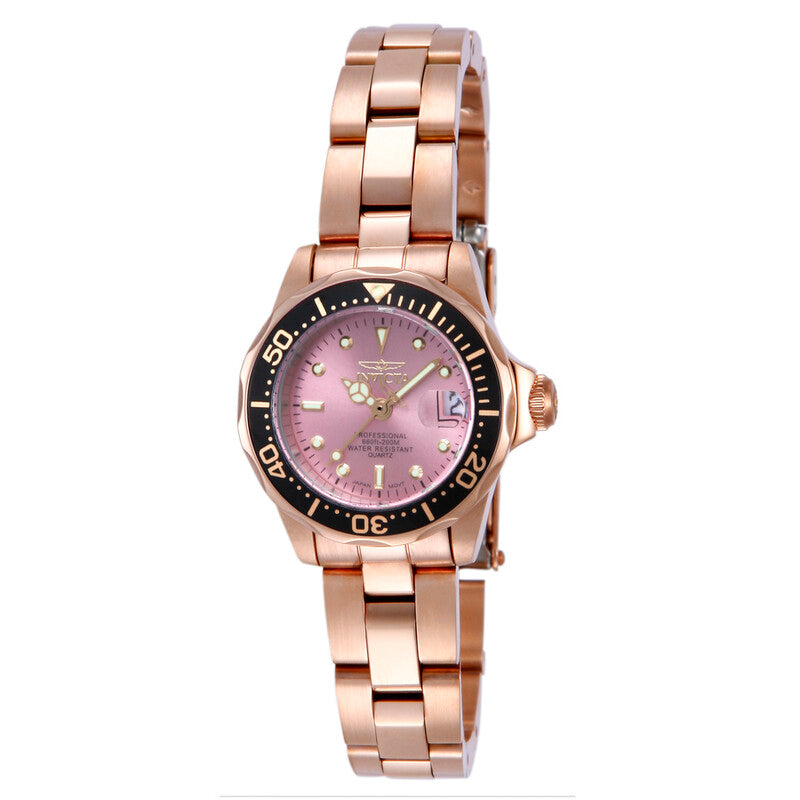 Invicta Women's 14100 Pro Diver Quartz 3 Hand Pink Dial Watch