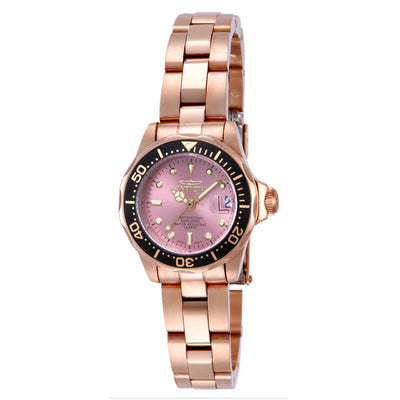 Invicta Women's 14100 Pro Diver Quartz 3 Hand Pink Dial Watch