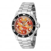 Invicta Men's 48569 Pro Diver Quartz 3 Hand Camouflage, Orange Dial Watch